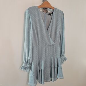 🌞 Dynamite Angie Chiffon Long Sleeved Mini Dress - Sage green